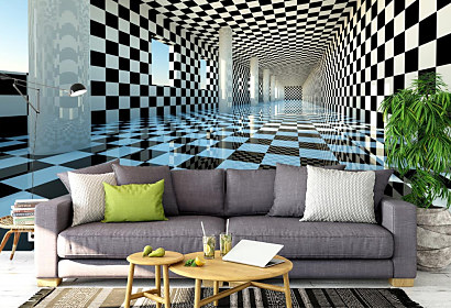 Fototapeta Čiernobiely 3d interiér 1139